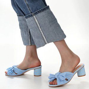 Pleated Bow Open Toe Sandal 41 9.5